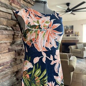 GLAMOUR™️ Women's Sz 12P Sleeveless Blue/Botanical Print Maxi Dress